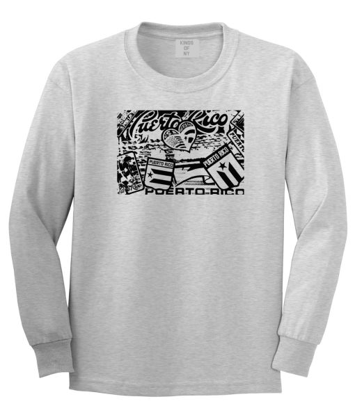 Puerto Rico Red Blue Flag Long Sleeve T-Shirt - Image 3