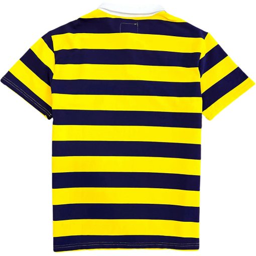 Purple And Gold Striped Mens Short Sleeve Rugby Shirt - Image 2