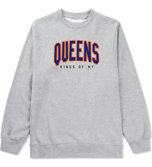 Queens Blue Orange Mens Crewneck Sweatshirt - Image 3