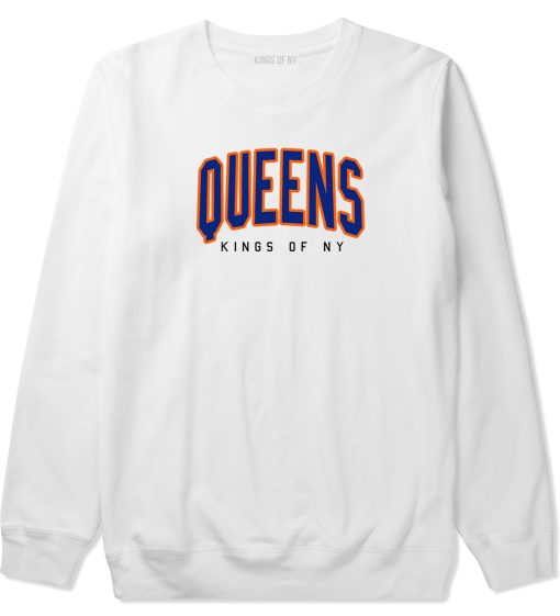 Queens Blue Orange Mens Crewneck Sweatshirt - Image 2