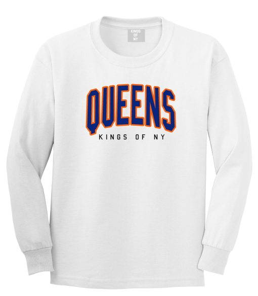 Queens Blue Orange Mens Long Sleeve T-Shirt - Image 2