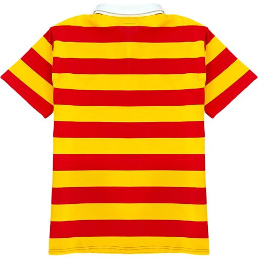 Red And Yellow Striped Mens Short Sleeve Rugby Shirt - Image 2