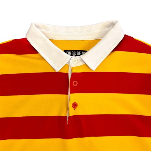 Red And Yellow Striped Mens Short Sleeve Rugby Shirt - Image 3