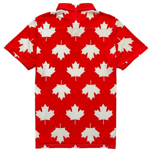 Red Canada Maple Leaf Canadian Men's Polo Golf Shirt - Image 3