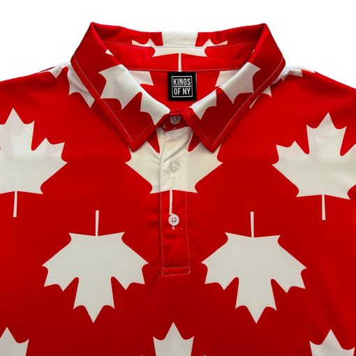 Red Canada Maple Leaf Canadian Men's Polo Golf Shirt - Image 2