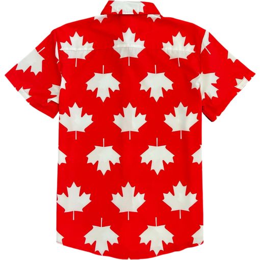 Red Canada Maple Leaf Men’s Short Sleeve Button Down Shirt - Image 2