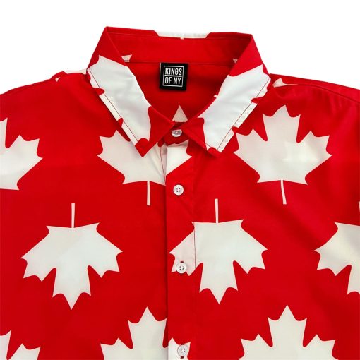 Red Canada Maple Leaf Men’s Short Sleeve Button Down Shirt - Image 3