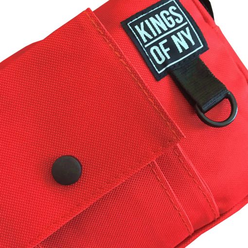 Red Front Pocket Mens Canvas Crossbody Sling Bag - Image 2