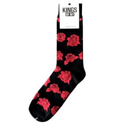 Red Rose Floral Mens Cotton Socks