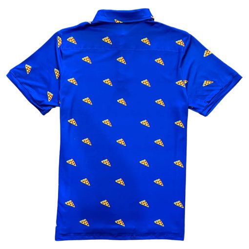 Royal Blue Mini Pizza Funny Men's Polo Golf Shirt - Image 2