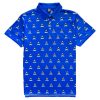 Royal Blue Shark Attack Mens Golf Polo Shirt