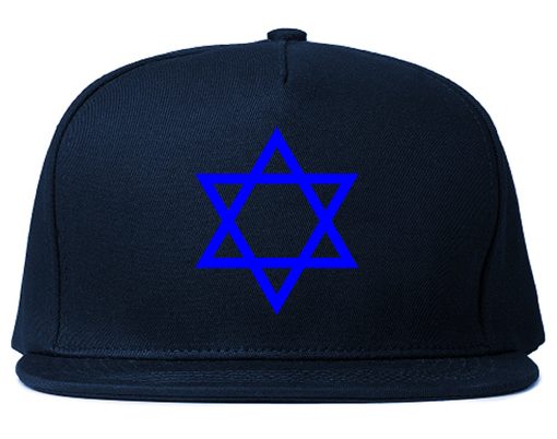 Royal Blue Star Of David Jewish Chest Mens Snapback Hat - Image 2