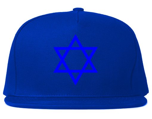 Royal Blue Star Of David Jewish Chest Mens Snapback Hat - Image 5
