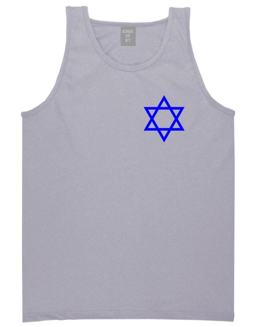 Royal Blue Star Of David Jewish Chest Mens Tank Top T-Shirt - Image 3