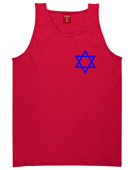 Royal Blue Star Of David Jewish Chest Mens Tank Top T-Shirt - Image 4