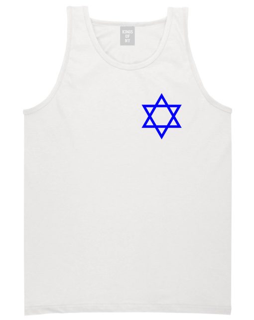 Royal Blue Star Of David Jewish Chest Mens Tank Top T-Shirt - Image 2