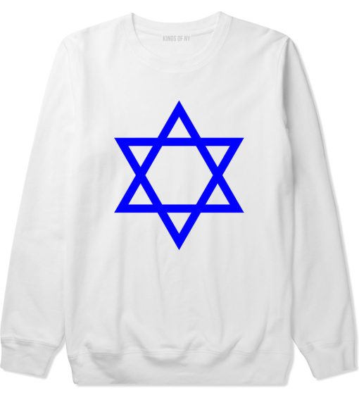 Royal Blue Star Of David Jewish Mens Crewneck Sweatshirt - Image 2