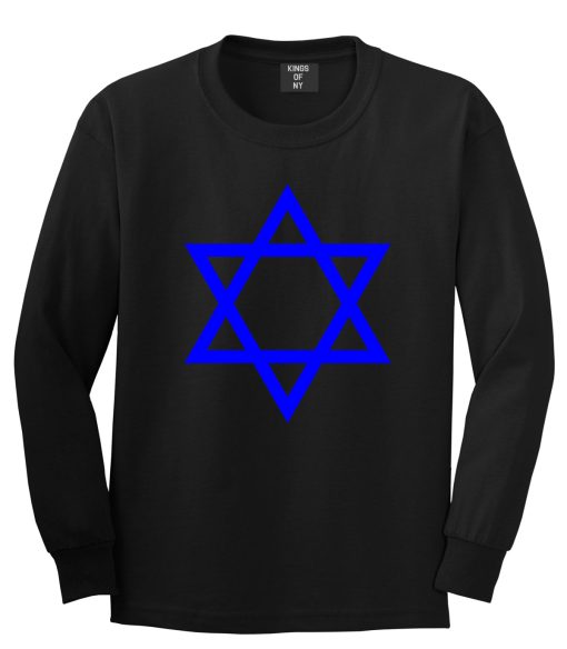 Royal Blue Star Of David Jewish Mens Long Sleeve T-Shirt