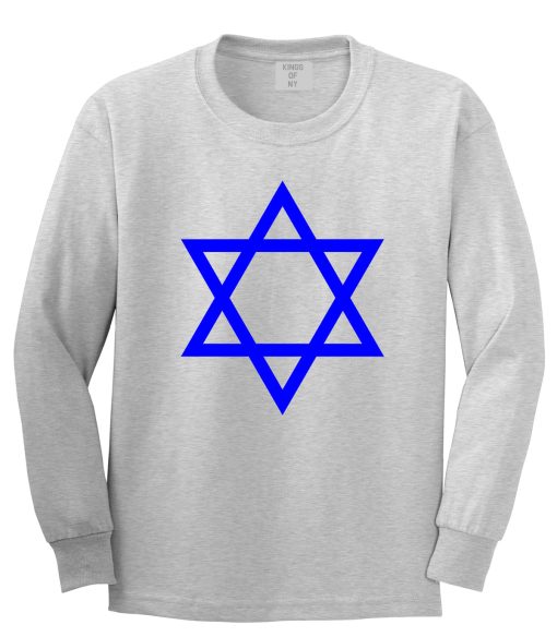 Royal Blue Star Of David Jewish Mens Long Sleeve T-Shirt - Image 3