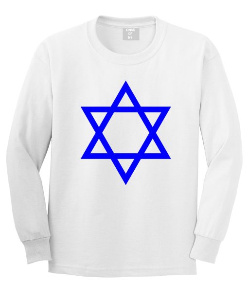 Royal Blue Star Of David Jewish Mens Long Sleeve T-Shirt - Image 2