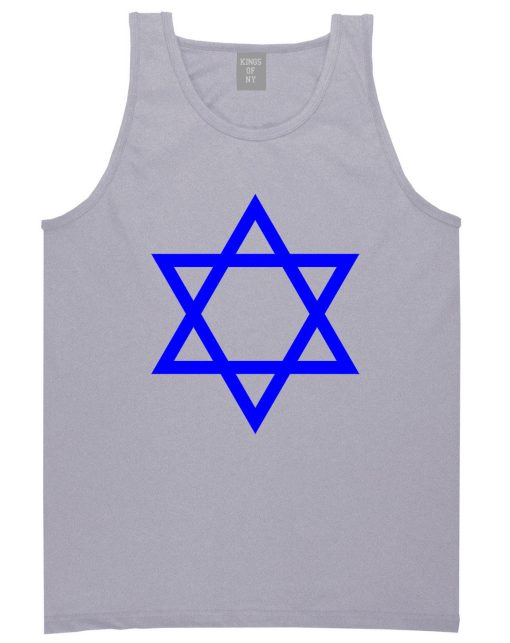 Royal Blue Star Of David Jewish Mens Tank Top T-Shirt - Image 3