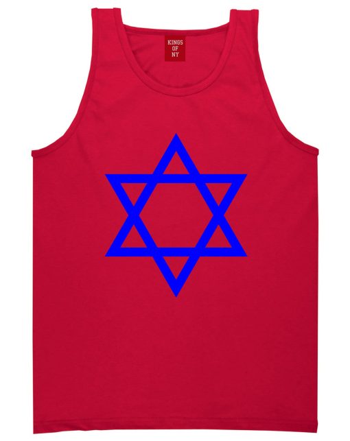 Royal Blue Star Of David Jewish Mens Tank Top T-Shirt - Image 4
