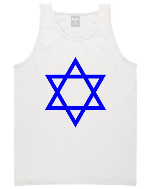 Royal Blue Star Of David Jewish Mens Tank Top T-Shirt - Image 2