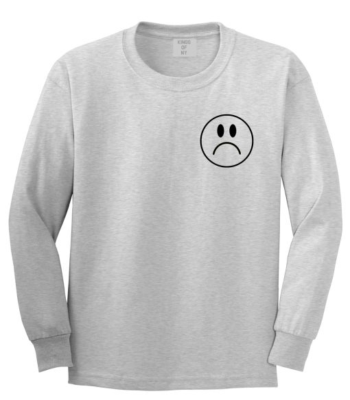 Sad Face Chest Mens Long Sleeve T-Shirt - Image 3