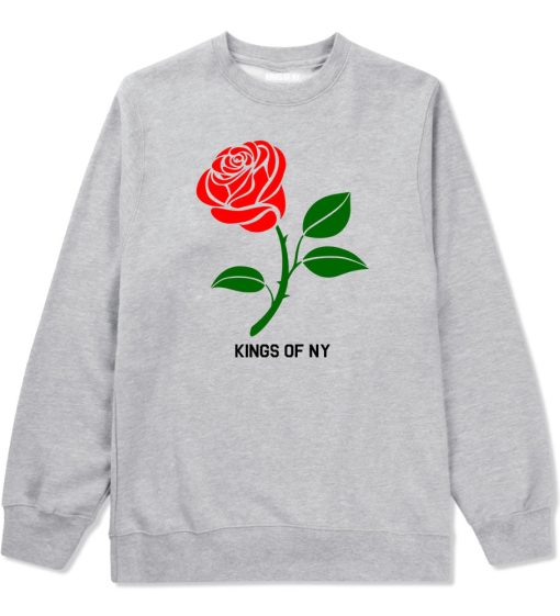 Single Red Rose Mens Crewneck Sweatshirt - Image 3