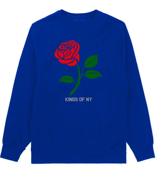 Single Red Rose Mens Crewneck Sweatshirt - Image 4