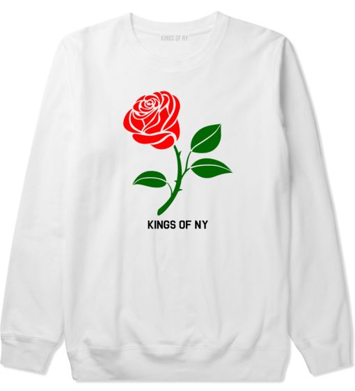 Single Red Rose Mens Crewneck Sweatshirt - Image 2