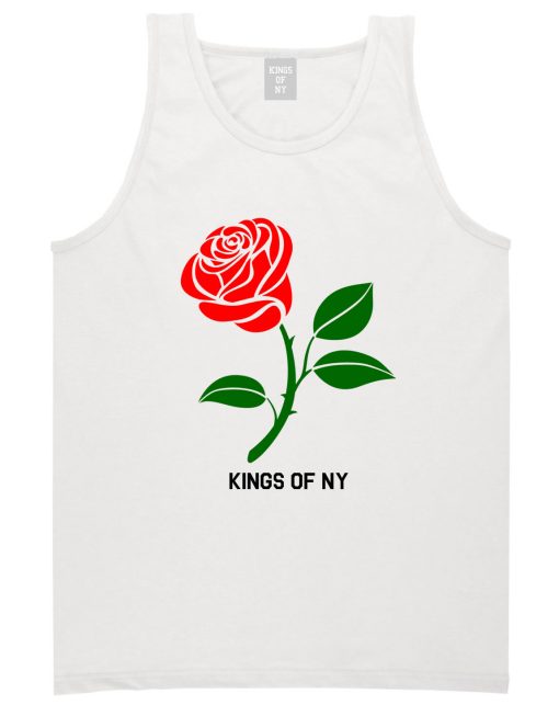Single Red Rose Mens Tank Top Shirt - Image 2