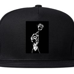 Skeleton Hand Rose Snapback Hat Cap