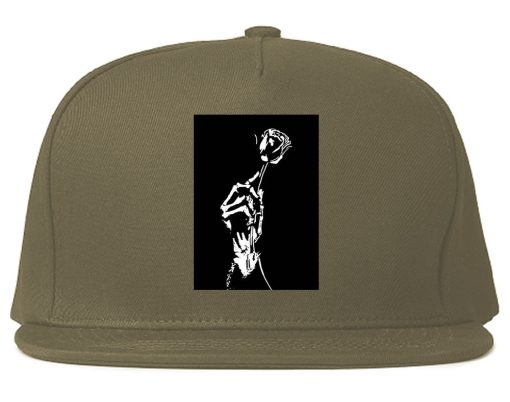 Skeleton Hand Rose Snapback Hat Cap - Image 3