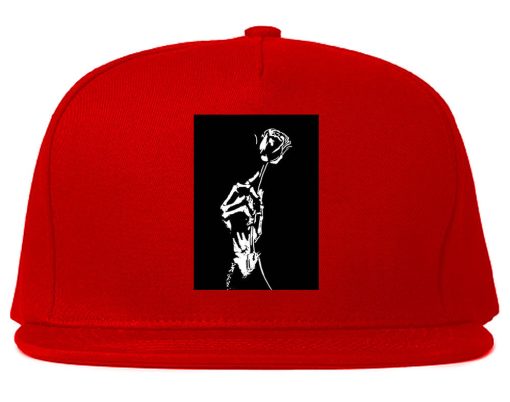 Skeleton Hand Rose Snapback Hat Cap - Image 4