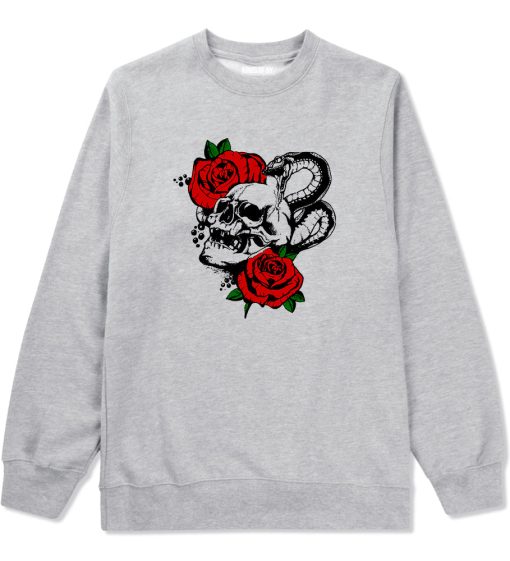 Skull And Roses Mens Crewneck Sweatshirt - Image 3