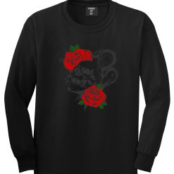 Skull And Roses Mens Long Sleeve T-Shirt