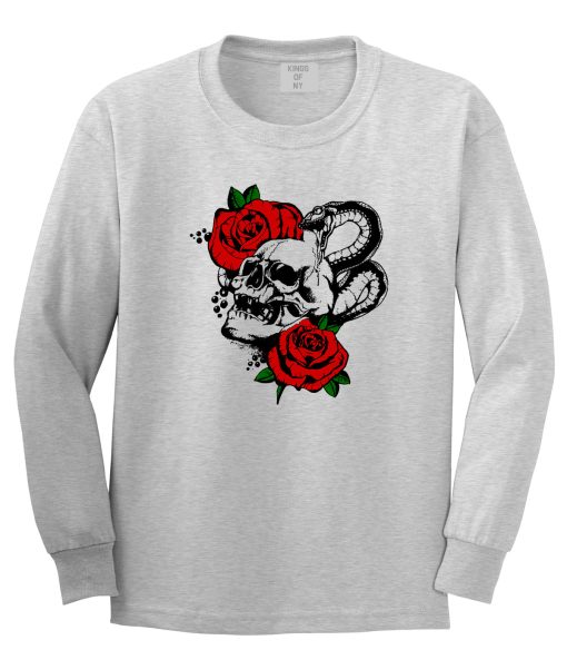 Skull And Roses Mens Long Sleeve T-Shirt - Image 3