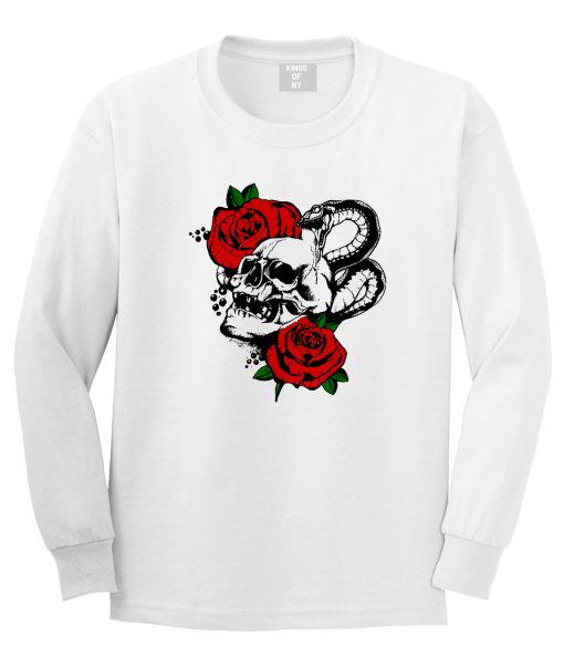 Skull And Roses Mens Long Sleeve T-Shirt - Image 2