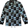 Black Rose and Skull Checkered Mens Windbreaker Coaches Jacket