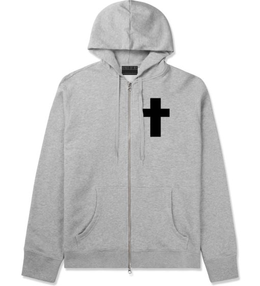 Small Cross Zip Up Hoodie Hoody - Image 2