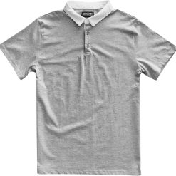 Solid Grey with White Collar Mens Short Sleeve Polo Rugby Shirt