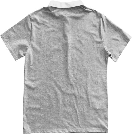 Solid Grey with White Collar Mens Short Sleeve Polo Rugby Shirt - Image 3