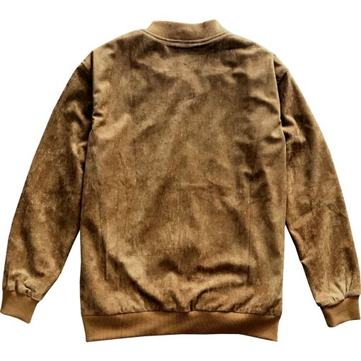Brown Faux Suede Mens Bomber Jacket - Image 2