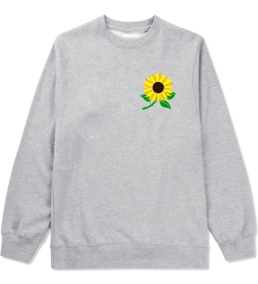 Sunflower Flower Chest Mens Crewneck Sweatshirt - Image 3
