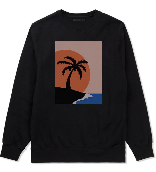 Sunset Palm Tree Vacation Mens Crewneck Sweatshirt