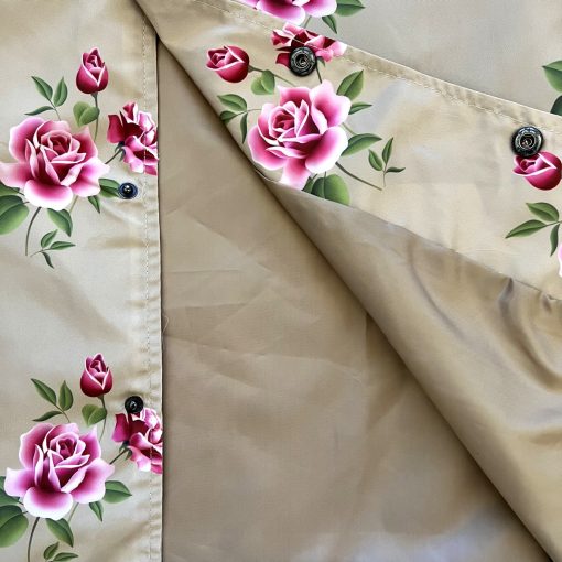 Tan Pink Rose Floral Print Mens Coaches Jacket - Image 4