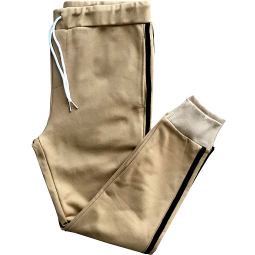 Tan with Black Stripes Skinny Fit Jogger Sweatpants - Image 2