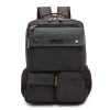 3 Pocket Mens Canvas Military Style Black Travel Backpack