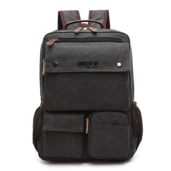 3 Pocket Mens Canvas Military Style Black Travel Backpack